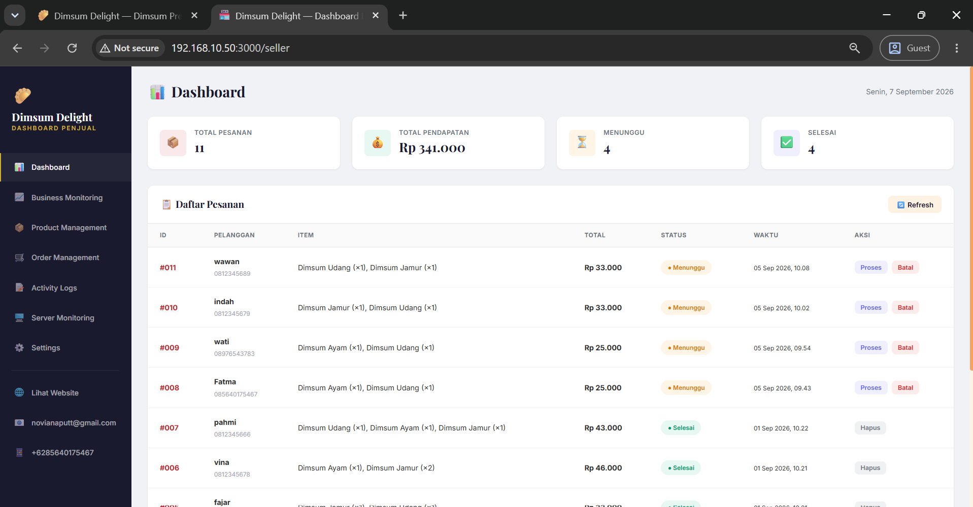 Server Monitoring pada Sistem Pemesanan Dimsum 3