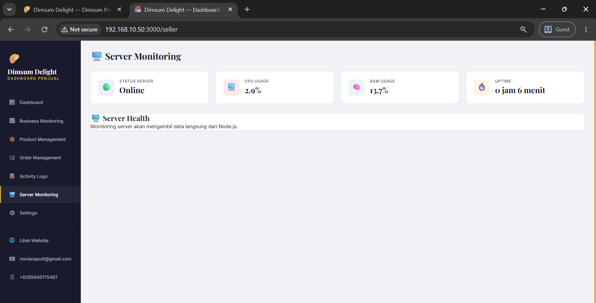 Server Monitoring pada Sistem Pemesanan Dimsum 5