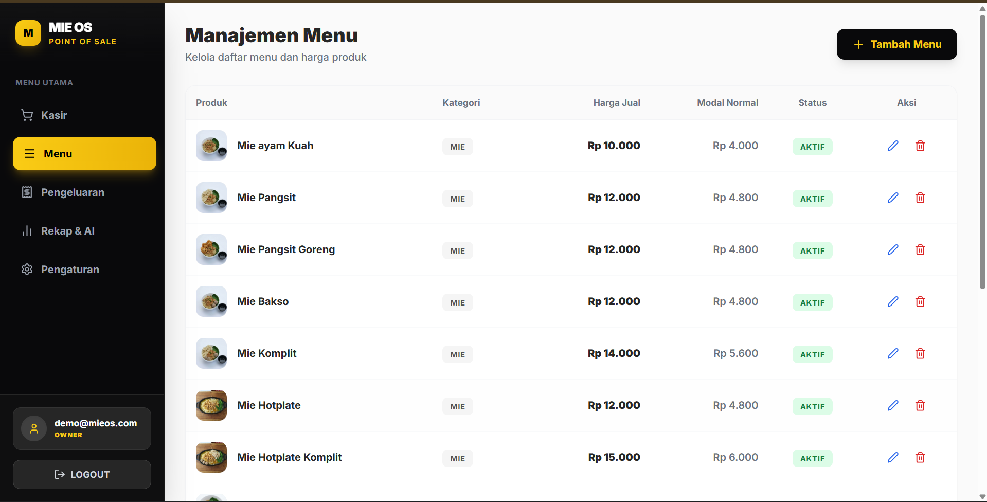 MieOs - Point Of Sale Warung Makan 2