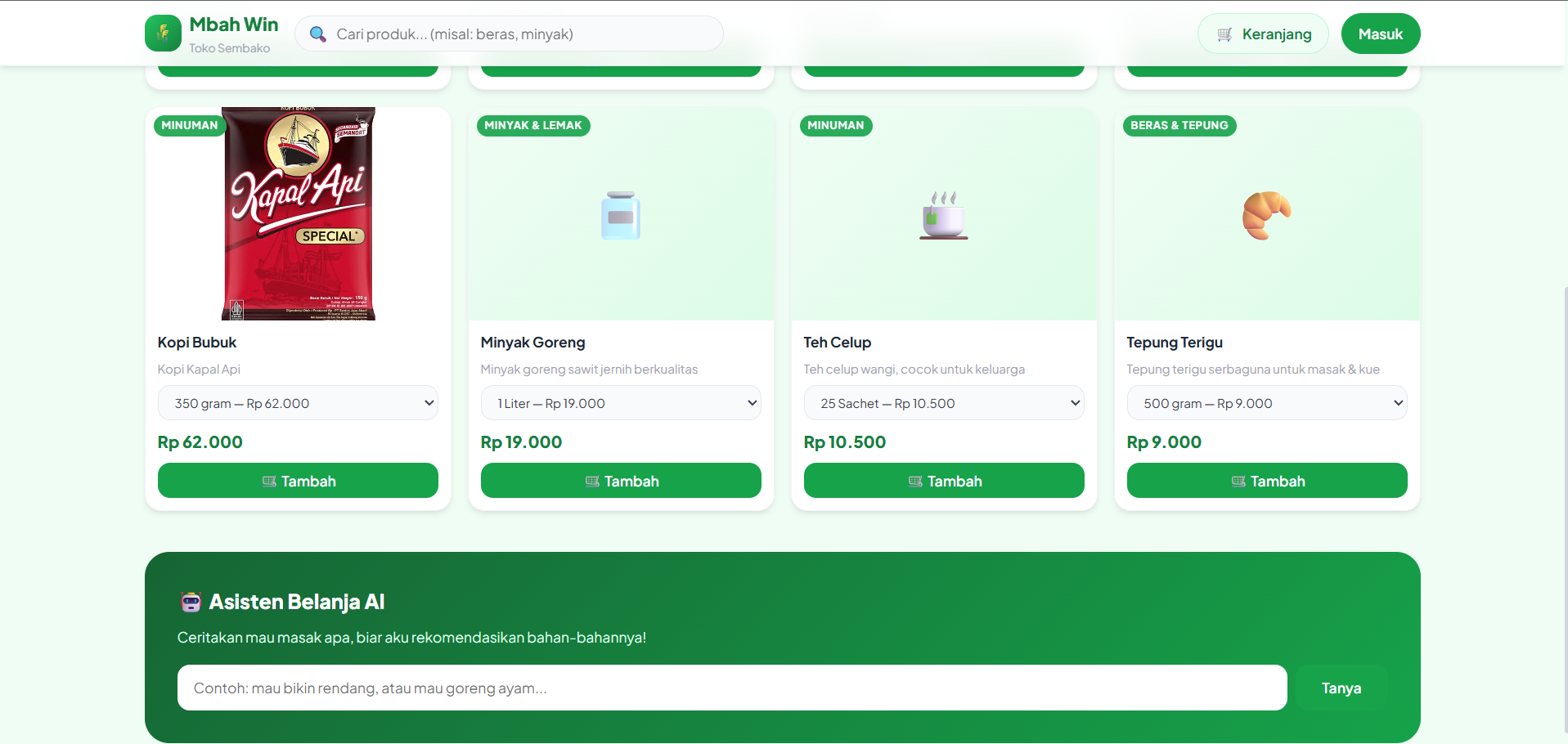 TokoAI - Platform E-Commerce Dengan Asisten Belanja AI