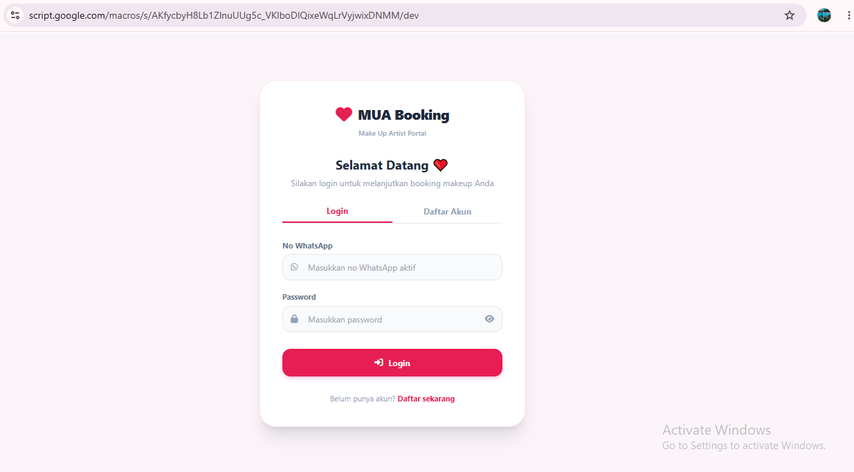 Sistem Informasi Booking Layanan Berbasis Web