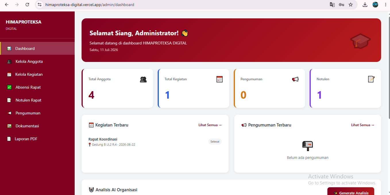 HIMAPROTEKSA DIGITAL - Sistem Informasi Organisasi Mahasiswa